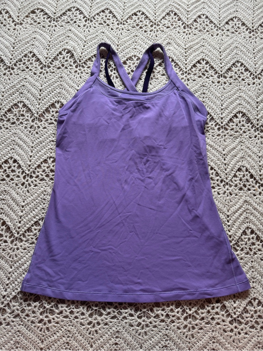 Lululemon Purple Crisscross Strap Tank Top Rally Your Heart Tank Shelf Bra 10